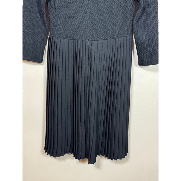 Ganni x Anthropologie Fulton Black Pleated Knit A-Line Cocktail Mini Dress Small - Picture 11 of 13